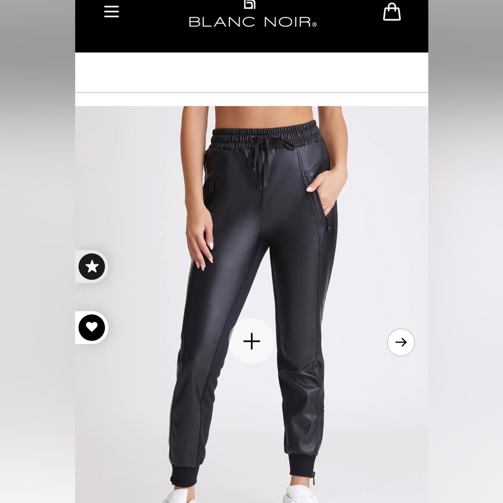 Blanc Noir Cardiff Seamed Faux Leather Jogger Pants in Black